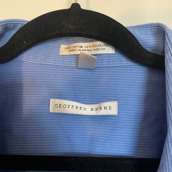 XL 17.5 34/35 Geoffrey Brene Wrinkle Free Blue Button Down - Picture 2 of 6